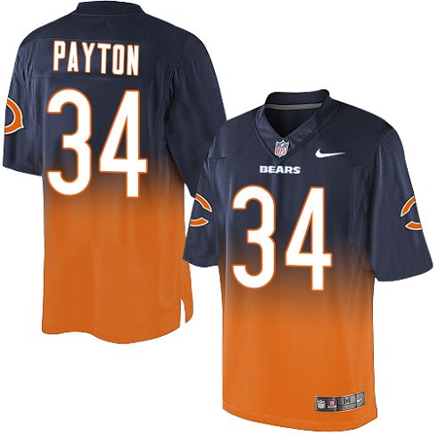 Youth Elite Walter Payton Nike Jersey Navy/Orange - #34 Fadeaway NFL Chicago Bears